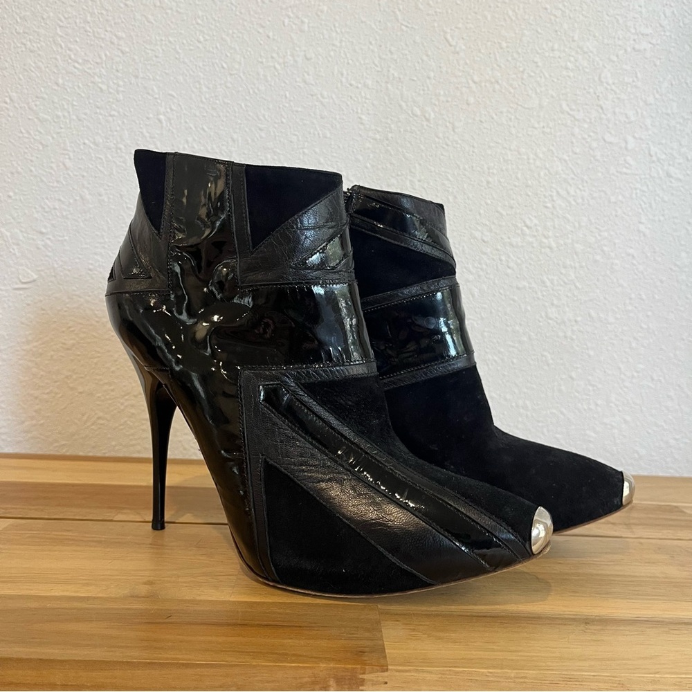 Alexander McQueen Union Jack flag ankle boots patent leather Size 38